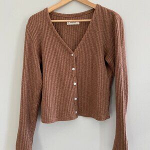 The Cozy Rib Cardigan - Carob Brown, size M